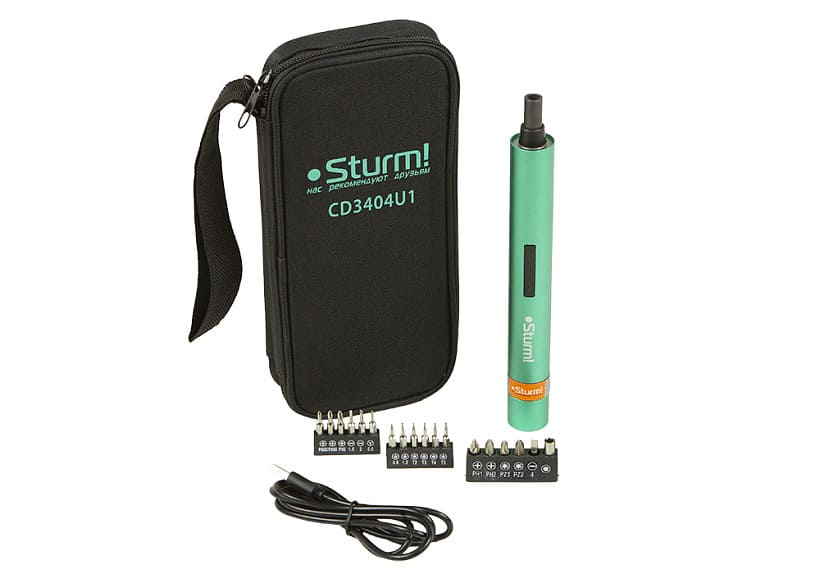 Отвертка аккумуляторная STURM (3.6 В, USB, набор бит, (CD3404U1))