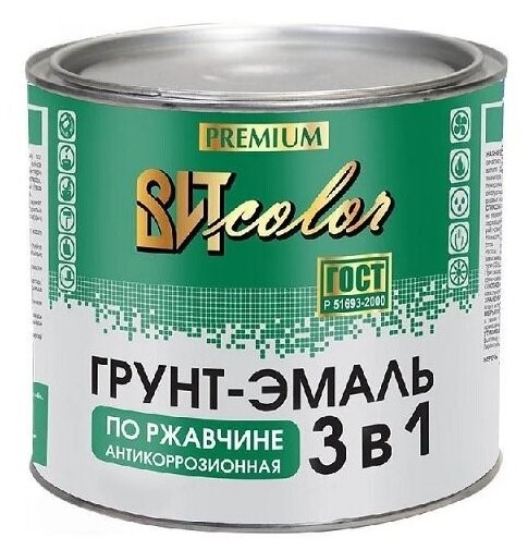 ГРУНТ ЭМАЛЬ ВИТ COLOR PREMIUM (1,8 кг, 3 в 1 по ржавчине, Шоколад, (29137))