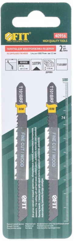 ПОЛОТНО ДЛЯ ЭЛЕКТРОЛОБЗИКА  FIT (100 мм, по дереву, прямой рез, 2 шт, (40956))