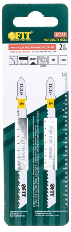 ПОЛОТНО ДЛЯ ЭЛЕКТРОЛОБЗИКА  FIT (100 мм, по дереву, прямой рез, 2 шт, (40955))